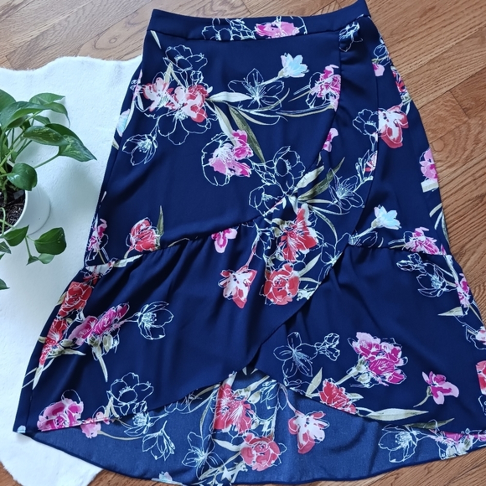 Apt. 9 • Women's Floral High Low Faux Wrap-Around Midi Maxi Skirt
